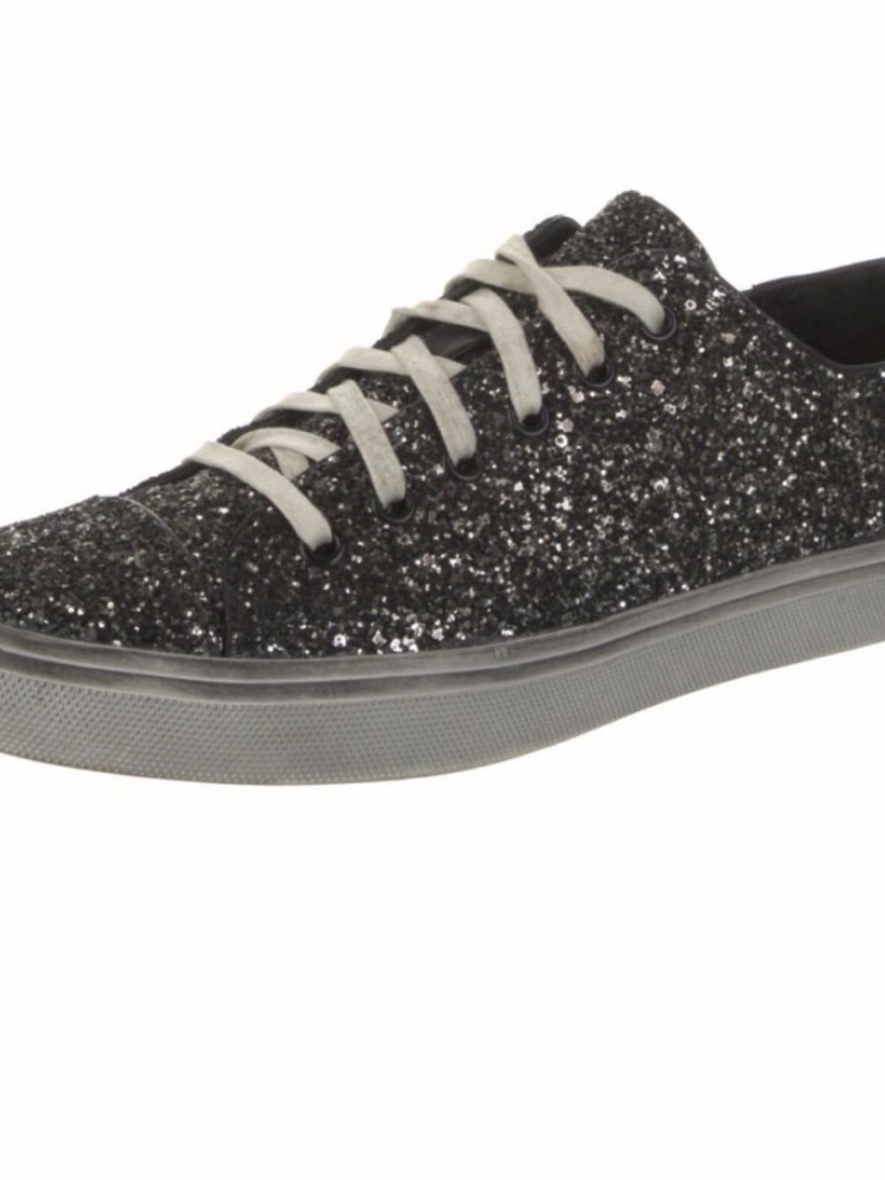 Saint Laurent Black Glitter Lace-Up Sneakers - Picture 4 of 4